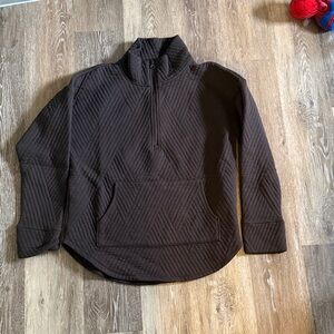 GAP Women’s Dark Brown Quilted Zip-Up Sweater